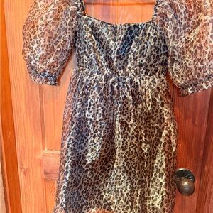 Leopard print babydoll party dress